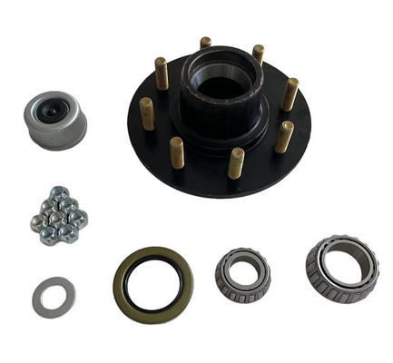 7000 Lb Trailer Axle Hub Kit 8 On 6 1/2" 7000 Lb Axle Hub Black