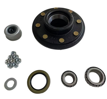 7000 Lb Trailer Axle Hub Kit 8 On 6 1/2" 7000 Lb Axle Hub Black