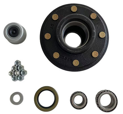 7000 Lb Trailer Axle Hub Kit 8 On 6 1/2" 7000 Lb Axle Hub Black